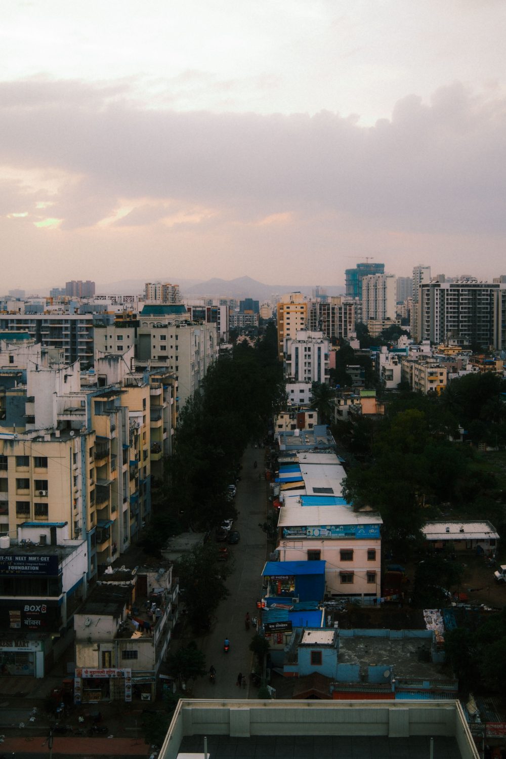 Khar West — a quiet residential street at dusk